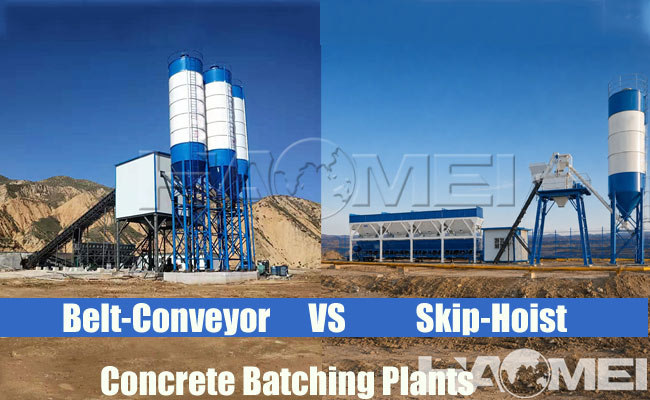 belt conveyor vs skip hoist concrete batching plant